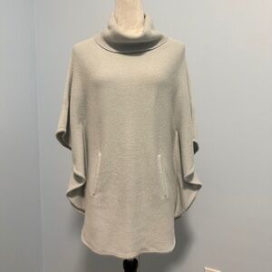 PURE AMICI 100% CASHMERE TURTLENECK KANGAROO POCKET PONCHO SWEATER SIZE S